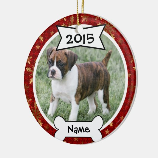 パーソナライズな犬の写真のオーナメント セラミックオーナメント (左)