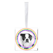 パーソナライズな犬の記念の虹橋クリスマス キューブオーナメント (右)