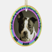 パーソナライズな犬の記念の虹橋クリスマス セラミックオーナメント (右)