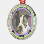 パーソナライズな犬の記念の虹橋クリスマス メタルオーナメント (左)