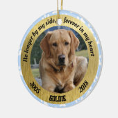 パーソナライズな犬の記念物のクリスマス セラミックオーナメント (左)