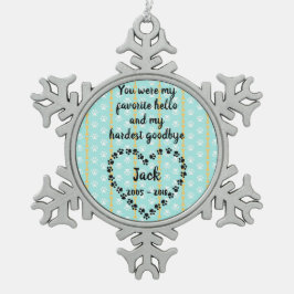 パーソナライズな犬の記念物 スノーフレークピューターオーナメント