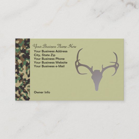 パーソナライズな狩りのテーマの迷彩柄のシカの名刺 名刺 (正面)