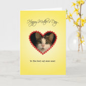 パーソナライズな猫のお母さんの母の日 カード (黄色い花)