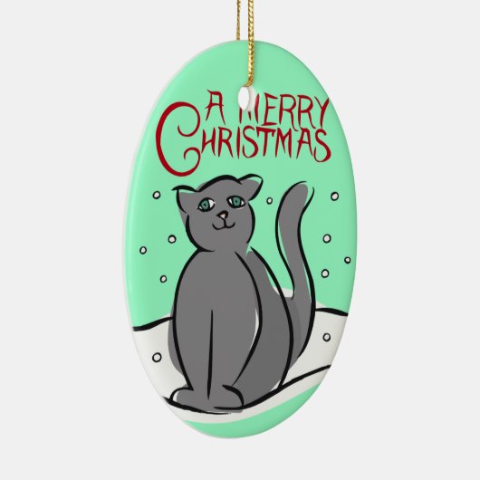 パーソナライズな猫のクリスマスのオーナメント セラミックオーナメント (右)