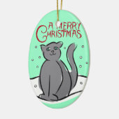 パーソナライズな猫のクリスマスのオーナメント セラミックオーナメント (左)