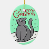 パーソナライズな猫のクリスマスのオーナメント セラミックオーナメント (正面)