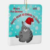 パーソナライズな猫の初めてのクリスマスのオーナメント セラミックオーナメント (右)