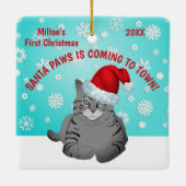 パーソナライズな猫の初めてのクリスマスのオーナメント セラミックオーナメント (裏面)