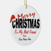 パーソナライズな猫の親友のクリスマスのオーナメント セラミックオーナメント (右)