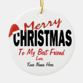 パーソナライズな猫の親友のクリスマスのオーナメント セラミックオーナメント (正面)