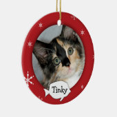 パーソナライズな猫またはペット写真の休日 セラミックオーナメント (右)