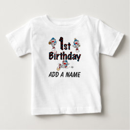 パーソナライズな猿の野球の第1誕生日のTシャツ ベビーTシャツ