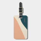 パーソナライズな珊瑚およびティール(緑がかった色)色のブロック ラゲッジタグ (正面縦)
