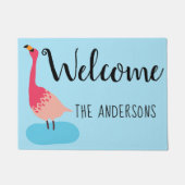 パーソナライズな珊瑚のピンクのフラミンゴのドアマット ドアマット (正面)