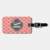 パーソナライズな珊瑚のモロッコのタイルの格子 ラゲッジタグ (正面横)