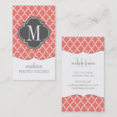 パーソナライズな珊瑚のモロッコのタイルの格子 名刺 (正面/裏面)