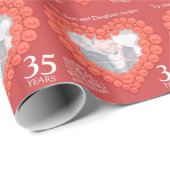 パーソナライズな珊瑚の第35結婚記念日の写真 ラッピングペーパー (ロールコーナー)