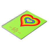 パーソナライズな甘い虹のハートのグラフィック・デザイン ノートブック (左側)