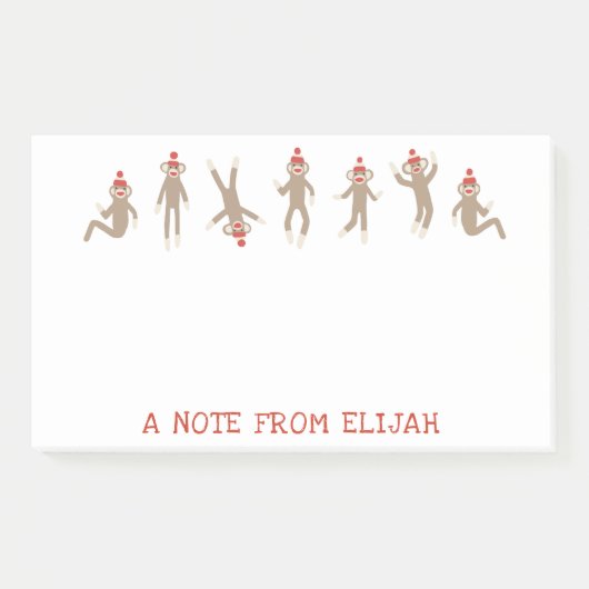 パーソナライズな甘く及び間抜けなソックス猿 ポストイット (正面)