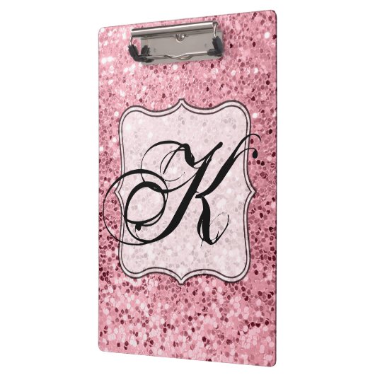 パーソナライズな用箋挟のばら色の金ゴールドのグリッター クリップボード (左)