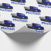 パーソナライズな男の子のダンプトラックの紙 ラッピングペーパー (角)