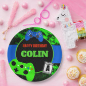 パーソナライズな男の子のビデオゲームの誕生会 ペーパープレート (パーティー)