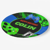 パーソナライズな男の子のビデオゲームの誕生会 ペーパープレート (アングル)