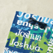 パーソナライズな男の子の女の子の一流のファンキーな地下鉄の芸術 ビーチタオル (インサイチュ)