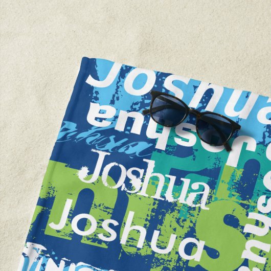 パーソナライズな男の子の女の子の一流のファンキーな地下鉄の芸術 ビーチタオル (インサイチュ)