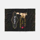 パーソナライズな男の子の王子|の金ゴールドの日光の子供部屋 フリースブランケット (正面(横))