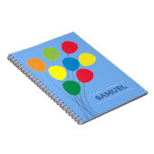 パーソナライズな男の子を分けるカラフルな気球 ノートブック (右側)