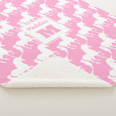 パーソナライズな白いユニコーンのシルエットパターンピンク シェルパブランケット (3/4)