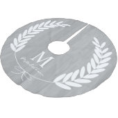 パーソナライズな白い月桂樹の灰色の木製の穀物- ブラッシュドポリエステルツリースカート (アングル)