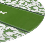 パーソナライズな白い渦巻と深緑色 カッティングボード (角)
