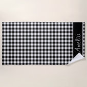 パーソナライズな白黒ギンガムパターン| ビーチタオル (正面)