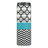 パーソナライズな白黒ジグザグ形の花柄2 タンブラー (裏面)