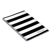 パーソナライズな白黒ストライプのなノート ノートブック (右側)