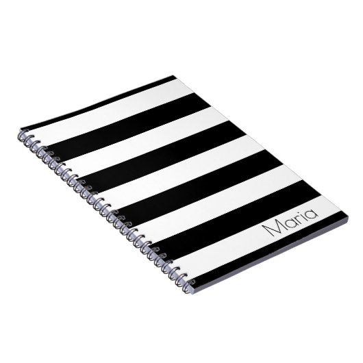 パーソナライズな白黒ストライプのなノート ノートブック (右側)