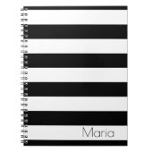 パーソナライズな白黒ストライプのなノート ノートブック (正面)