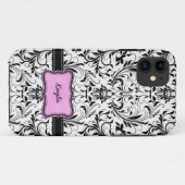 パーソナライズな白黒ダマスク織 Case-Mate iPhoneケース (裏面(横))