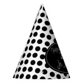 パーソナライズな白黒水玉模様のパーティーの帽子 パーティーハット (左)
