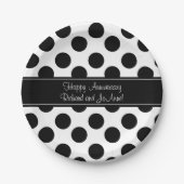 パーソナライズな白黒水玉模様の紙皿 ペーパープレート (正面)