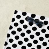 パーソナライズな白黒水玉模様 ビーチタオル (インサイチュ)