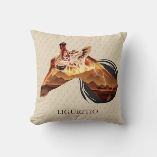 パーソナライズな砂漠のキリンの設計 クッション (正面)