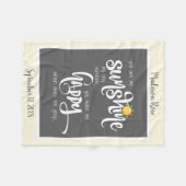 パーソナライズな私の日光、灰色か黄色です フリースブランケット (正面(横))