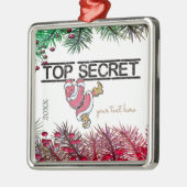 パーソナライズな秘密のサンタのクリスマス・パーティのギフト メタルオーナメント (左)