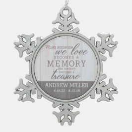 パーソナライズな秘蔵された記憶雪片のオーナメント スノーフレークピューターオーナメント