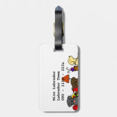 パーソナライズな移動ラブラドールの漫画 ラゲッジタグ (裏面縦)