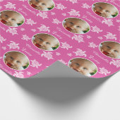 パーソナライズな第1誕生日のウミガメのピンクのベビー ラッピングペーパー (角)